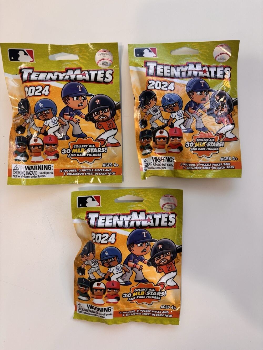 MLB TeenyMates 2024 Baseball Blind Packs, Factory Sealed, 3 Pack